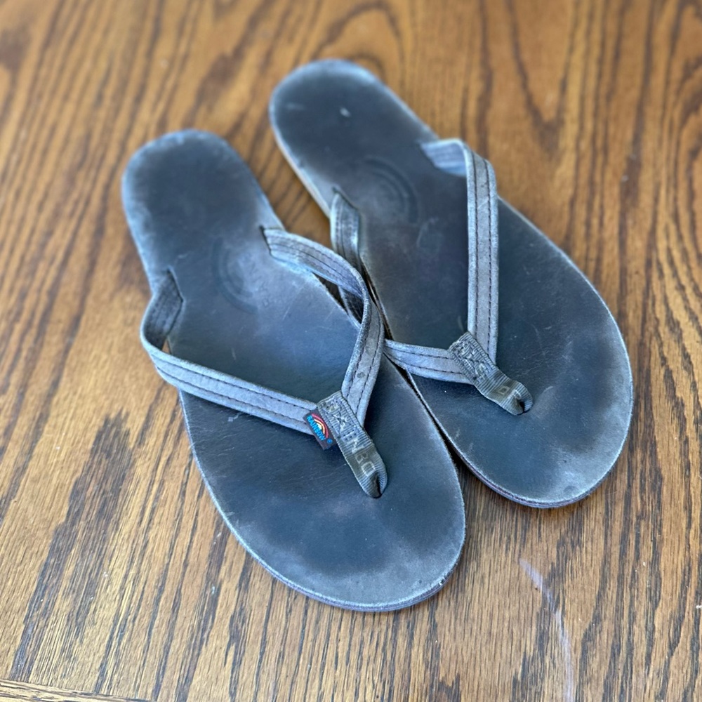 Rainbow Black Flip Flop Sandals